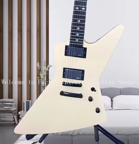 Factory High-end Custom Cream Yellow Electric Guitar Finger Inlays Explorer#N:752869