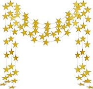 SOFPLATE 1 Box 5Pcs Gold Paper Stars Hanging Star Garland Room Decor 62.5 Feet in Total Shining Stre