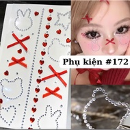RANDOM DELIVERY – Cute Y2K Style Y2K Style Rabbit Bow Face Decoration Makeup Sticker