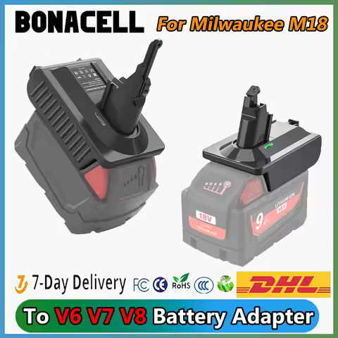 Bonacell Battery Adapter For Milwaukee M18 18V Battery to Dyson V6/V7/V8 Adapter with Dyson V6/V7/V8