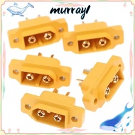 MURRAY 5pcs XT60E Male Plug, Mountable Yellow XT60E Connector,  FPV Racing Fixed Board Plastic RC Ac