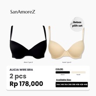 SanAmoreZ | Underwire Bra | Wire Bra | Size 38B - 44B Cup 3/4 Alicia Wire Bra 2 Pcs