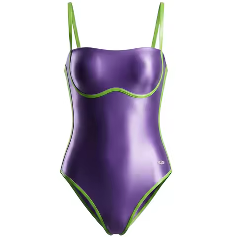 LEOHEX Women's One-Piece Swimsuit Shiny Glossy No Lining High Split Slimming Photography Exclusive S