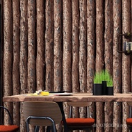Cafe Wallpaper Trunk Background Bark 3D Log Hotel Wallpaper Imitation Wood Tree Grain Chinese Log Ba