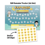 Fun Sticker Ramadan Tracker for kids. puasa/fasting tracker board timetable Tarawih Tracker