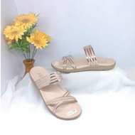 sandal tali wanita Ebel wedges teplek tali transparan model terbaru ringan di pakai