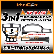 🔥3 IN 1🔥 UV BLACK KIRI+TENGAH+KANAN Proton Preve Suprima 9" inch Casing Android Meter Panel Dashboar