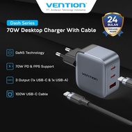 Vention Charger 70W GaN Dash Series Charger 3 USB Ports (2C+A) 70W PD PPS - TZ-FEX