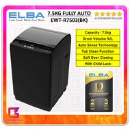 【LATEST MODEL】 ELBA 7.5KG Top Loading Fully Automatic Washing Machine EWT-R7503(BK)