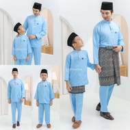 BAJU MELAYU BIRU LEMBUT DUSTY BLUE BABY BLUE SET AYAH DAN ANAK SEDONDON RAYA 2024