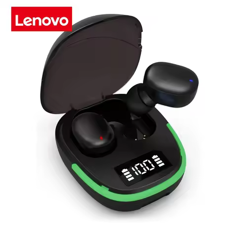 Lenovo Wireless Headphones with LED Display Touch Controls and True Wireless Stereo - Sweatproof Spo