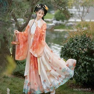 YQ4 Chinese Hanfu Dress Women Ancient Traditional Print Hanfu Female Carnival Cosplay Costume Orange White Hanfu Stage D