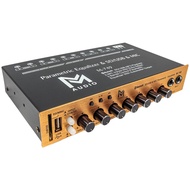 TEMU AO EQUALIZER Preamp สำหรับรถยนต์ พร้อมช่องเสียบไมโครโฟนคู่, ไม่มีแบตเตอรี่