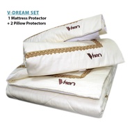 [ Original + Gift ] VKen King Fitted Mattress Protector + 2 Pillow Protectors Set