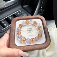 Bolivia Amethyst & Golden Flower Beaded Bracelet Unisex Career & Fortune Lucky Commuting Gift