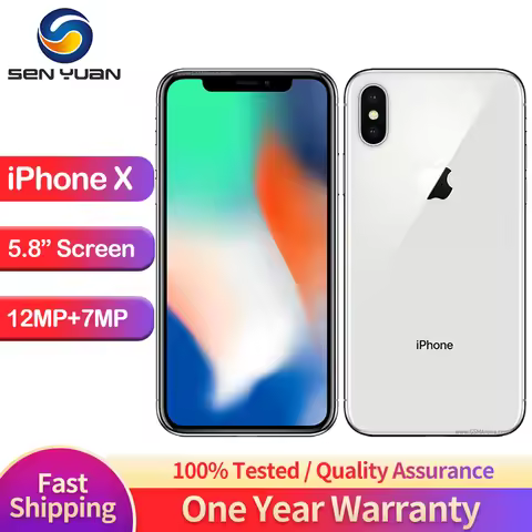 Apple iPhone X 64GB 256GB ROM 5.8" Original OLED Face ID A11 Hexa Core Unlocked 4G LTE Mobile Phone 