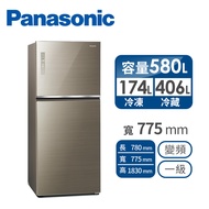 Panasonic 國際牌580公升玻璃雙門變頻冰箱 NR-B582TG-N(翡翠金)