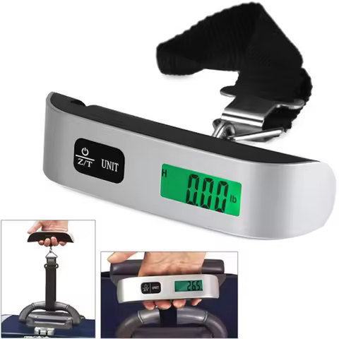50kg Hanging Baggage Scale Digital Luggage Scale LCD Display Portable Suitcase Weighing Scale Travel