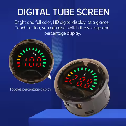 DC7-100V Mini Digital Voltmeter Battery Capacity Tester 2-Wire Circular Voltage Current Meter Volt D