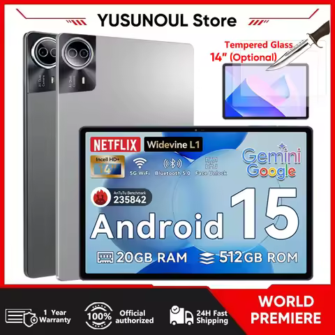 2026 New Flagship Global Firmware 14 Inch Android 15 Tablet 5G WiFi 2K Display FHD Screen 20GB 512GB