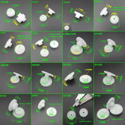 10Pcs 0.5 Modulus 0.5M Plastic Double Gear Reduction Bilayer Spur Hole 2.05MM 1.95MM 2MM 30T 32T 34T
