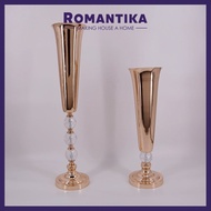 Romantika Gold Crystal Vase for Flower arrangement Tall Gold Metal Table Stand Trumpet Vases Flowers