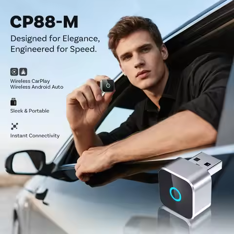 1PC cp88-m Metal Mirror CarPlay Adapter CarPlay Android Auto 2-in-1 Adapter Silver Black Built-in Wi