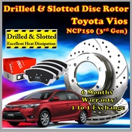 Toyota Vios NCP150 Jspec Brake Front Disc Drilled and Slotted Rotor &amp; Brake Pad Expert