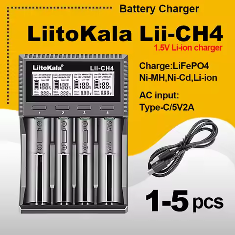 1-5pcs LiItoKala Lii-CH4 Smart Charger Intelligent Battery Charger For 1.5V AA AAA Li-ion Lithium Re