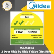 MIDEA 2 DOOR SIDE BY SIDE FRIDGE (MRM584S) (NET515L)