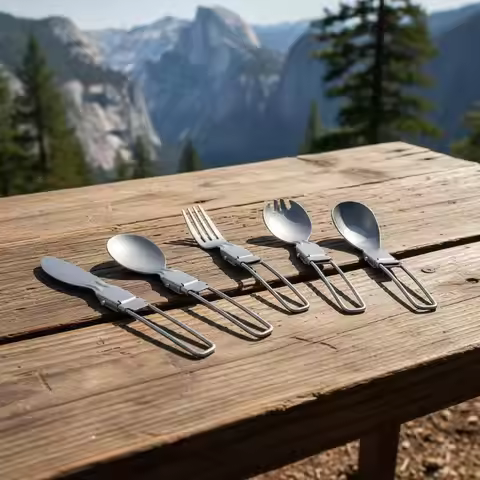 Pure Titanium Folding Spork 3-in-1 Fork Knife Multifunctional Utensil For Outdoor Camping Hiking Tra