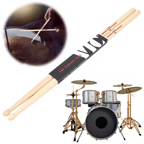 1Pair Drumsticks 5B Drum Sticks Consistent Weight and Pitch Mallets American Hickory Drumsticks for 
