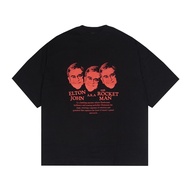 Kkontener GOLDEN AGE "ELTON JOHN" RELAXED FIT TSHIRT BLACK Cotton T Shirt