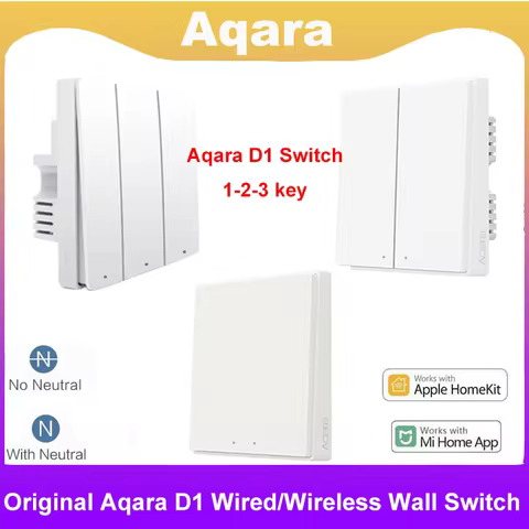 Original Aqara D1 Smart Wall Switch Zigbee Wired/Wireless Wall Switch 1/2/3 Button Switches For Miji