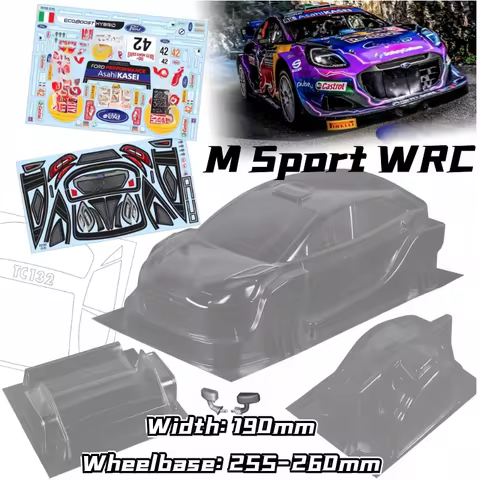 1/10 M Sport WRC Rally RC shell body 190mm width 258mm wheelbase Transparent no painted body shell f