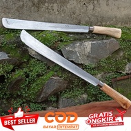 Sabit bendo panjang gagang kayu bahan baja asli super taajam-bendo panjang-sabit babak semak belukar