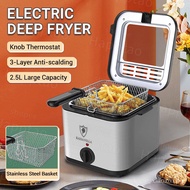 [In stock][Electric]Household Deep Fryer With Stainless Steel Basket 2.5L Mechanical Oil Fryer Temperature Knob Fried Fryer