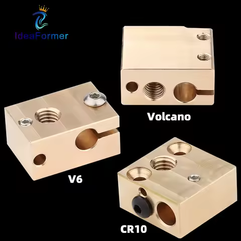 3D Printer Parts Volcano/V6/CR10 Brass Heater Block High Temperature For PT100 V6 CR10 MK7/MK8/MK9 E