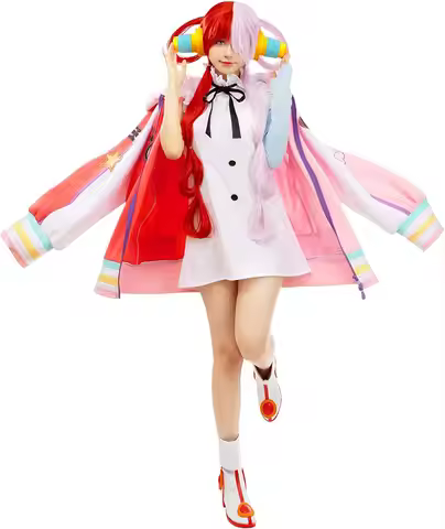 Uta Cosplay Costume Anime Red Shanks's Daughter Uta Long Jacket Coat Dress Suit with Accessories