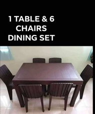 DINING TABLE & CHAIRS SET RATTAN - 6 SEATER - 30x48 COD ONLY