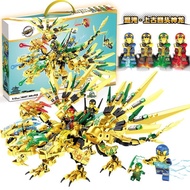 Blok Bangunan Cina Ninja Musim 14 Naga Berkepala Empat Naga Gergasi Himpunan Teka-teki Hadiah Mainan