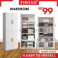 Multi Usage 2 & 4 Door Wooden Wardrobe | Almari Baju Kayu Harga Murah | Finsso