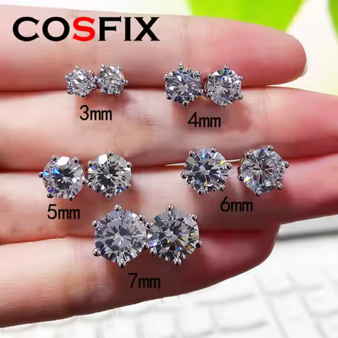 GRA Moissanite Stud Earrings 925 Sterling Silver Lab Diamond Mossanite Earring for Women Men Lover M