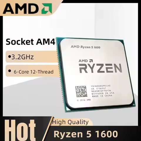 AMD Socket AM4 Ryzen 5 1600 R5 1600 3.2 GHz Six-Core Twelve Thread 65W CPU Processor YD1600BBM6IAE