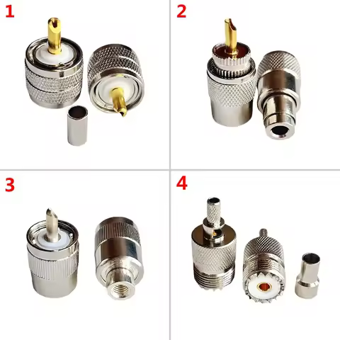 2PCS SL16 PL259 SO239 UHF Male Female Connector UHF SO-239 PL-259 for RG58 RG142 LMR195 RG400 Cable 