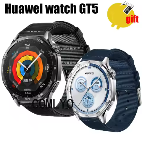 3in1 Wristband for Huawei watch GT5 / GT 5 PRO 46MM Strap Band Nylon Canva Belt Screen Protector fil