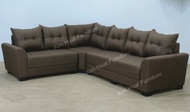 Percuma 7 Bantal Sofa Kain Coklat 7 Seater Sofa Bentuk L