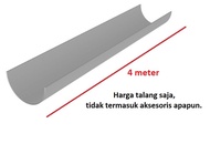 Talang Air LANGGENG 8 Letter U Setengah Lingkaran 8" 8 Inch atau 20 Cm Abu Abu Tua bahan PVC lentur