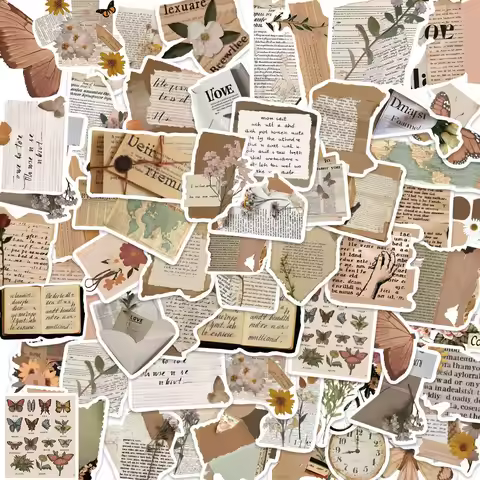 50PCS/Set Unique Irregular Object Quote Stickers - DIY Adhesive Decor for Notebook & Journal Recordi