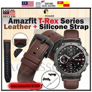 Amazfit T-Rex 3 / Amazfit T-Rex 2 Strap Leather + Silicone Strap, Tali Jam Amazfit T-Rex3 / Amazfit 